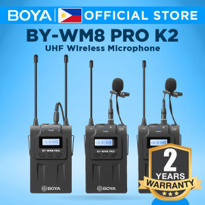 BOYA BY-WM8 Pro K2 UHF Dual-Channel Wireless Microphone System with LED Display Screen for DSLR Camera Camcorder Film Production