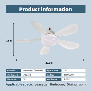 50W 6 leaves LED 2 IN 1 Ceiling Fan with Light Ceiling 3 Speed Dimmable LED E27+Remote Control Timing Diming For Home
