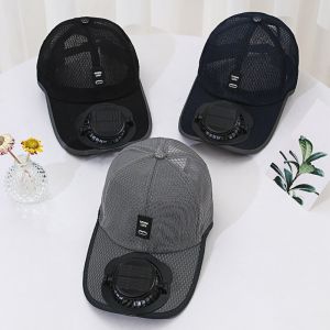 PRIMEPICKGLOBAL Breathable Sunhat with Solar Fan Full Mesh USB Charging Cooling Fan Hat Fashion Quick Dry Sun Visor Hat Outdoor