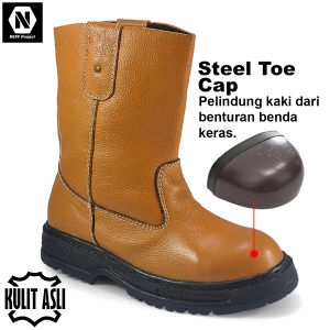 NEFF / Sepatu safety boot kulit asli / Pelindung besi ujung kaki / Sepatu keselamatan kerja BSC 210