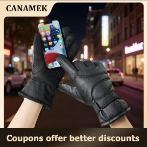 【 CANAMEK 】 Mens Winter Glove Thickened Fleece Lined Touchscreen Waterproof Windproof Cold Resistant Motorcycle Riding Outdoor Skiing Glove