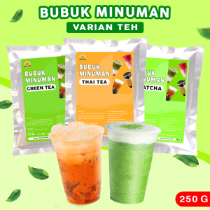BUBUK MINUMAN 250GR / SERBUK MINUMAN VARIAN TEH 250GR / BUBUK MINUMAN KEKINIAN 250GR / BUBUK MINUMAN RASA 250GR