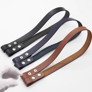 PU Leather Purse Handle Replacement Strap with Button for Handbag Handles Bag