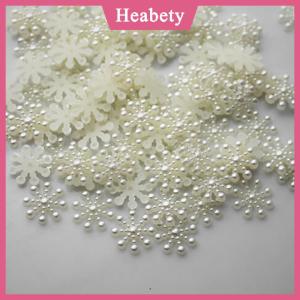 Heabety 100 × bông tuyết flatback ngọc trai embellishments giáng sinh Craft DIY công cụ