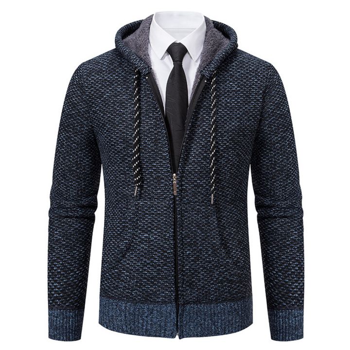 Hooded cardigan mens best sale