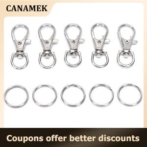【 CANAMEK 】 50Pcs Metal Swivel Lobster Clasps Clips Hook with Key Ring DIY Jewelry Craft