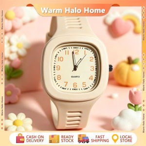 Minimalist Square Silicone Quartz Watch for Students Boys Girls Daily Waterproof Casual Sports Wrist Watch