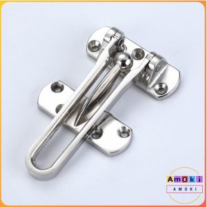 AmoKi Buckle Door Lock Zinc Alloy Door Bolt Safety Buckle Safety Anti-theft Silver
