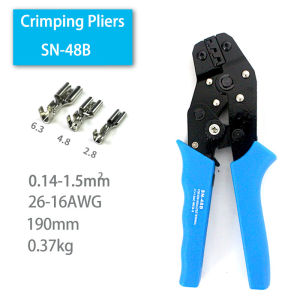 KUAIQU SN-48B คีมย้ำหางปลาเปลือย เปลี่ยนหัวได้ สำหรับหางปลาแบบเปลือยขนาด 0.5 -1.5SQ.MM. หางปลาขนาด 2.8 / 4.8 / 6.3