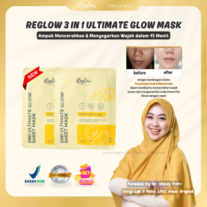 REGLOW Sheetmask 3 in 1 Ultimate Glow Mask Masker Wajah Mencerahkan Melembabkan Wajah BPOM Jeju Lemon