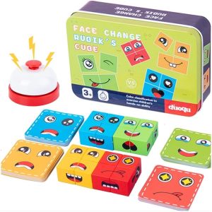 JOOKID 72pcs Cards Wooden Face Changing Educational Magic Cube Building Blocks Kids Puzzle Board Game