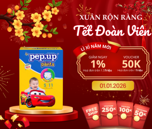[Bán chạy] Tã bỉm quần em bé mặt bông siêu mềm mại Pep.up Cottony 3D giá rẻ chất lượng - nhỏ Size S11 (3-8kg)