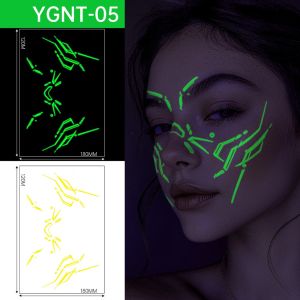 UNMEGONI Tricolor Halloween Disposable Tattoo Glow in The Dark Luminous Body Art Tattoos Creative Photo Props Waterproof Tattoos Halloween Supplies