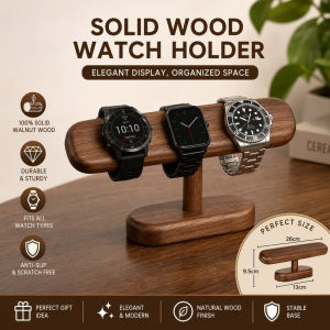 Wood Watch Display Stand Walnut T Bar Watch Holder Jewelry Bracelet Necklace Organizer Rack
