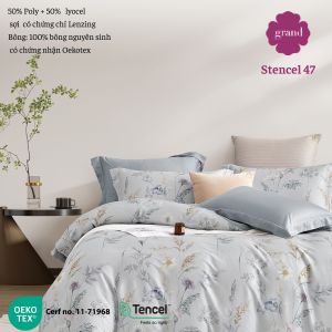 Chăn hè thu chần bông Stencel  50% Poly 50% Lyocell thóang mát mềm mại by Thanhbinh hometextile họa tiết In hoa (kích thước 200x220)