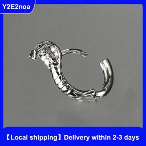 【Local shipping】 Fashion Punk Gothic Copper Zircon Green Eye Snake Earrings For Men Women Hip Hop Personality Cool Cobras Hoop Earrings Jewelry