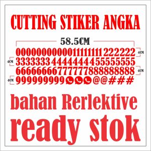 stiker cutting angka 4cm  - bahan reflektive