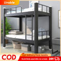 【COD】Heavy duty bunk bed with stairs Staff Dormitory Bed Wrought Iron Bed Double decker bed frame Student apartment loft bed 79*36*71 Inch/79*48*71 Inch. 