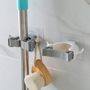 Mop and Broom Holder Organizer with Hook/hanger/Anti-slip wall Mounted/No Drilling