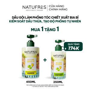 Dầu Gội Làm Phồng Tóc Kiểm Soát Dầu Thừa Ngăn Bết Dính Natufres Belgian Favorite Chiết Xuất Bia Bỉ - 250ml / 450ml