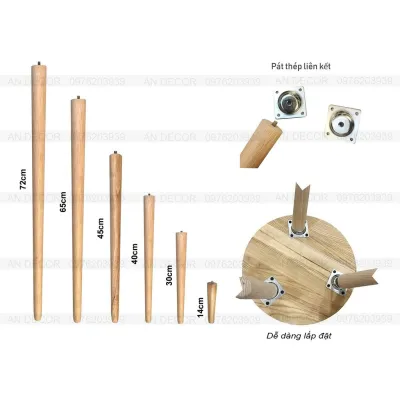 Chân tiện gỗ cao su ( size 14cm30cm 45cm 55cm 65cm 73cm) nhiều màu sắc