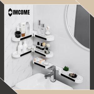 IMCOME Rak Sabun Kamar Mandi Sudut Gantung Tempel Dinding Serbaguna Tempat Penyimpanan Perlengkapan Dan Peralatan Kamar Mandi Plastik Aesthetic Organizer