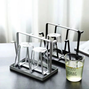 Drying Rack with Drain Tray Cup Kitchen Counter Tumbler Water Cup Holder for Home Coffee Bar