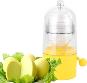 Egg Scrambler Shaker Portable Egg Homogenizer Manual Puller Hand Powered Golden Egg Maker Eggs Yolk White Mixer Kitchen Gadgets Egg Spinner for Boiled Golden Eggs 6.3x2.76in