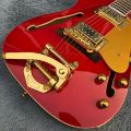 Custom Shop WhiteFender Telecaster Semi Hollow Body กีตาร์ไฟฟ้า F Hole Body Gold B500 Tremolo Bridge. 