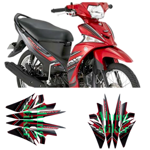 STIKER STRIPING MOTOR LIST LES BODY MOTOR YAMAHA SIGHT FI TAHUN 2017 WARNA HITAM-MERAH 1SET STANDAR