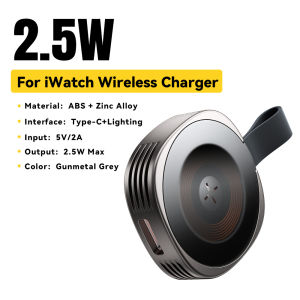Essager iWatch Wireless Charger 5V/2A Input 2.5W MAX Multi-Protection Portable Watch Charger Compatible with Series 2-9 SE Ultra Dual Type-C Lightning Ports