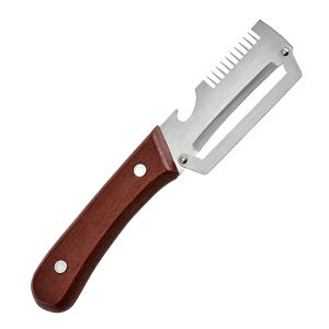3-in-1 Serrated Peeling Knife Premium Vegetable Peeler With Wooden Handle And Bottle Opener Kitchen Tool Smooth Operation