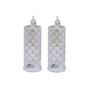 UMBRAULI 2Pcs Rose Projection Crystal LED Candle Light Transparent Battery Powered LED Crystal Table Lamp Elegant Romantic Atmosphere Crystal Night Lamp Bedroom Decor