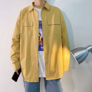 Spring and Autumn Shirt Mens Long Sleeve Student Korean Version Handsome Work Dress Shirt Rascal Casual Versatile Coat