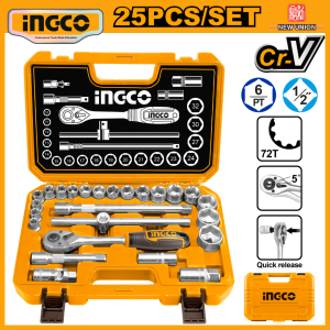 INGCO 25PCS 1/2" SOCKET SET | SQUARE DRIVE | HKTS12251