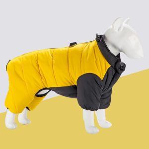 COOLCELLS Ấm áp Áo khoác phao cho chó Chống gió. Dày hơn Quần áo bốn chân cho chó Áo khoác cotton cho chó Cổ áo cao Bộ đồ trượt tuyết cho chó con Mùa Thu Đông