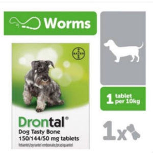 Drontal tasty bone wormer tablets 1 tablet Asli Original nyaman untuk anjing kecil & sedang (2 - 20kg)