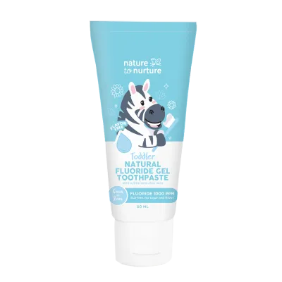 Nature to Nurture Toddler Fluoride Training Gel Toothpaste (6-24 mos) | Safe to Swallow for Babies | Flavor-Free
