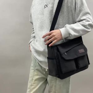 【耐磨帆布料】2025新款男士加厚帆布单肩包斜挎包休闲出差旅行包耐磨工具包收钱Wear resistant sail fabric: 2025 new mens thickened canvas shoulder bag crossbody bag casual business travel bag wear-resistant tool kit for collection