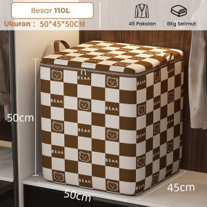Mainland Kotak Baju Kuping Besar Storage Bag Jumbo Keranjang Baju Tempat Pakaian Mainan Selimut Kapasitas 180L Box Penyimpanan Serbaguna dengan Resleting HSB225