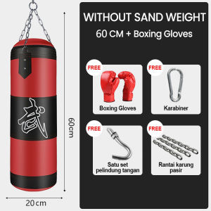 Punching Bag/ Alat Olahraga Boxing/Paket Sarung / Tinju Muay Thai Boxing Punching Sandbag 80cm / Samsak Tinju MMA / Samsak Tinju karate MMA