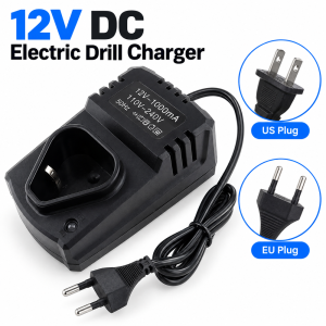 MADEWITH 1Pcs 110-240V Input Electric Drill Charger PVC 12V DC Li-ion Battery Charger Durable US EU Plug Power Tool Charger for Lithium Screwdriver