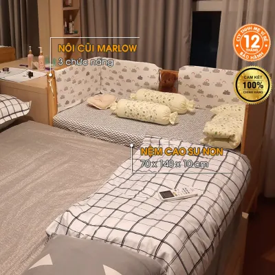 Nôi cũi giường cũi nôi cũi ghép giường nôi cũi em bé nôi cũi cho bé giường cũi Marlow và nệm cao su non
