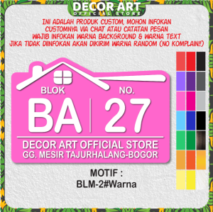 DecorArt 30x20 Cm - Custom Hiasan Dinding Nomor Alamat Rumah /Toko/Tempat Usaha Siap Pasang (Kd:BLM)
