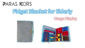 Fidget Blanket for Elderly with Dementia & Alzheimers Sensory Activity Mat with Fine Motor Skill Items Calming Therapeutic Blanket for Seniors Anxiety Autism Machine Washable & Portable (Blue)