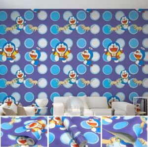 Wallpaper Dinding Stiker Karakter  Doraemon Kucing Polkadot 35m Lebar 45cm