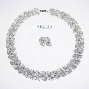 Neriza Jewelry/ชุดเครื่องประดับเจ้าสาวเพชรขาวล้วนเกรดพรีเมี่ยมประกายไฟเทียบเท่าเพชรแท้ พร้อมกล่อง NSW025