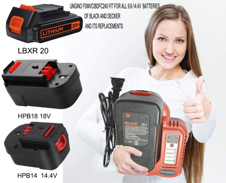 UNGINO FSMVC BDCCN24 7.2V 24V Battery Charger for Black Decker