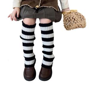Trẻ em làm ấm chân dệt kim Giày Dép sọc bao chân trẻ em thu đông cho bé gái đàn hồi trong vớ ống chất đống lên vớ