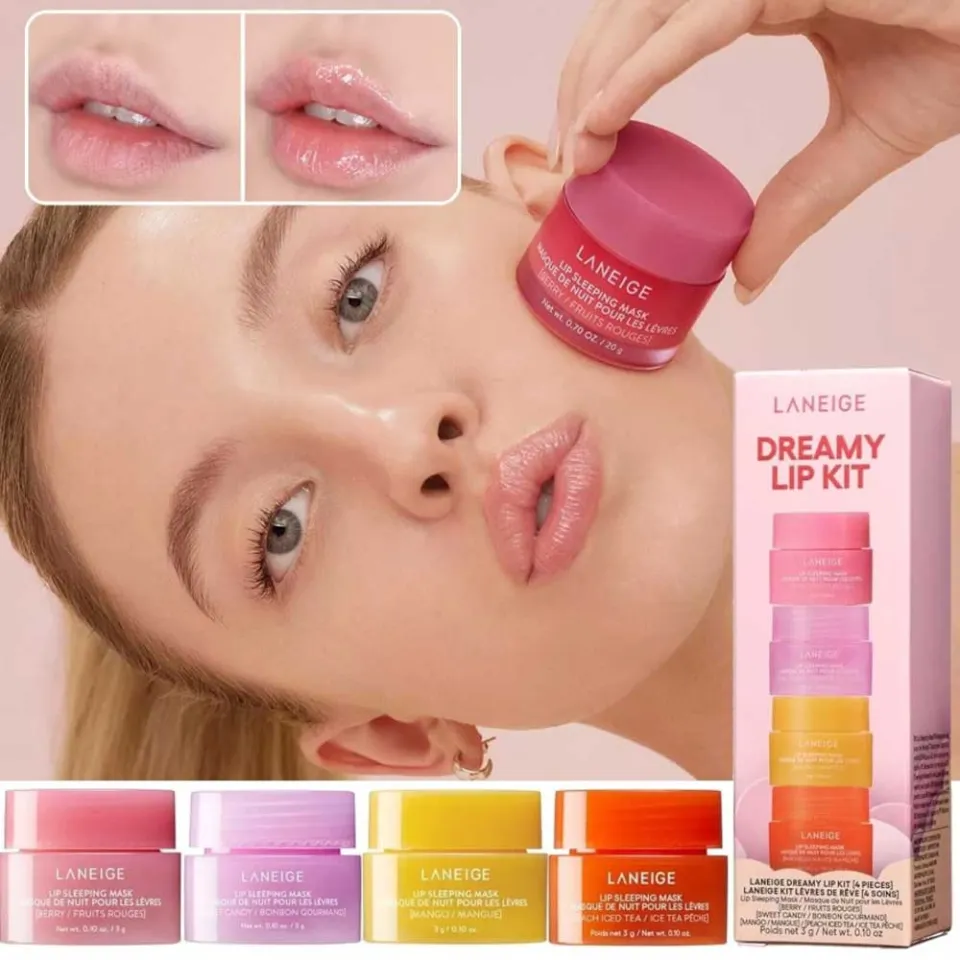 4PCS-Laneige Dreamy Lip Kit Lip Sleeping Mask Mini Kit Night Care Set 3g  Hydrating Lip Balm Kit Sustainable Lip Treatment Nighttime Lip Moisturizer  - Lazada